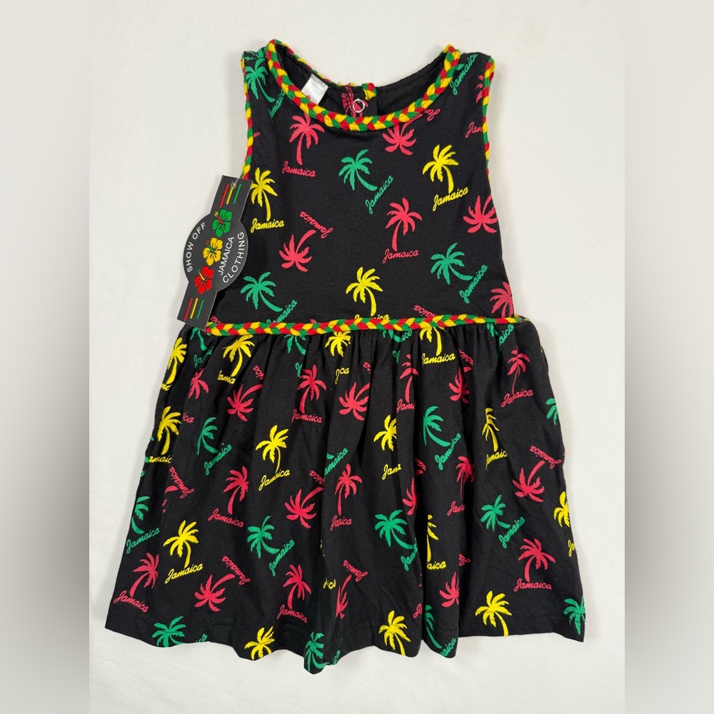 NWT SHOW OFF JAMAICA Girls‎ Rasta Palm Tree Dress 2T Tropical Travel Reggae NEW